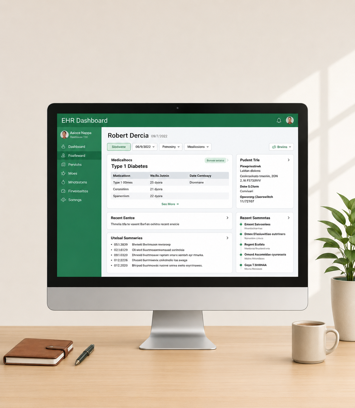 EHR system dashboard